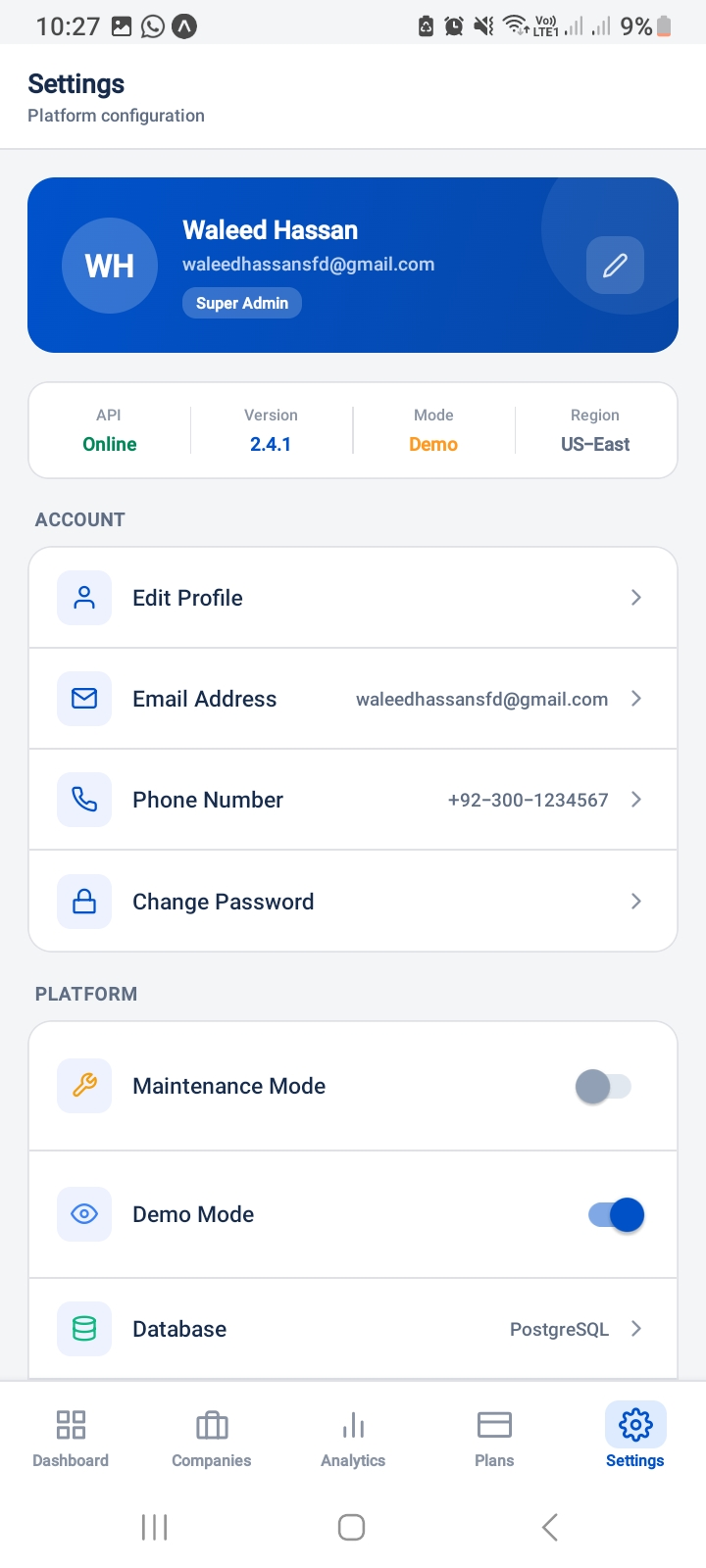 Settings & Controls screenshot
