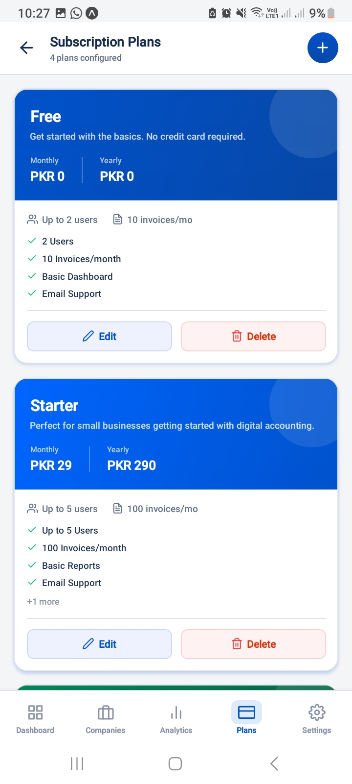 Subscription Plans screenshot